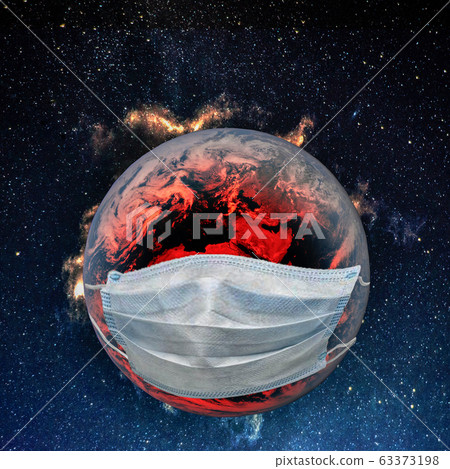 Planet Earth is sick with a virus, red with a Planet Earth is sick with a virus, red with a 63373198