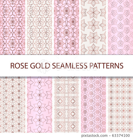 Set of pink abstract floral seamless patterns Set of pink abstract floral seamless patterns 63374100
