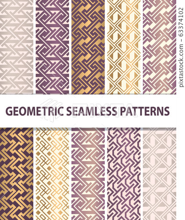 Set of abstract geometrical seamless patterns. Set of abstract geometrical seamless patterns. 63374102