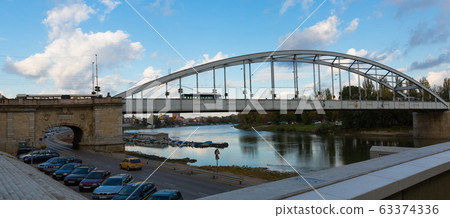 Image of Bridge on Tisza in hungarian city Szeged Image of Bridge on Tisza in hungarian city Szeged 63374336