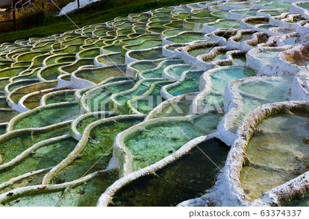 Mineral terraces in Egerszalok thermal spa Mineral terraces in Egerszalok thermal spa 63374337