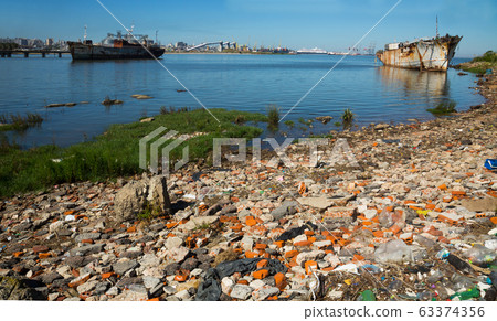 Old destroyed part of Montevideo port zone 63374356