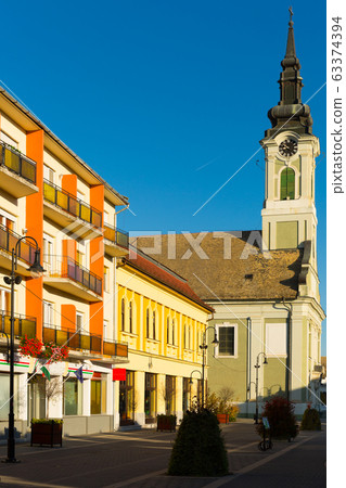 Urban scape of Baja with small church 63374394