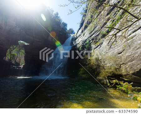 Waterfall with crystal water in Catalonia 63374590