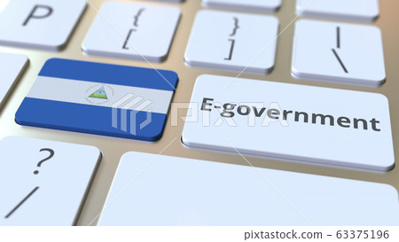 E-government or Electronic Government text and flag of Nicaragua on the keyboard. Modern public services related conceptual 3D rendering E-government or Electronic Government text and flag of Nicaragua on the keyboard. Modern public services related conceptual 3D rendering 63375196
