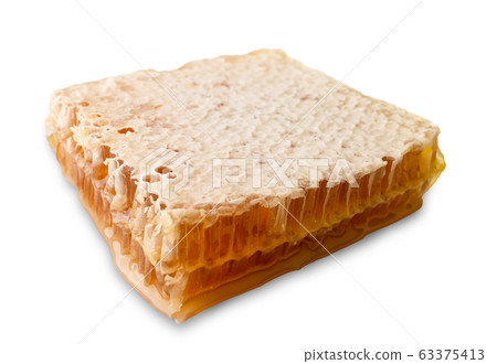Fresh honeycombs on white background. (clipping 63375413