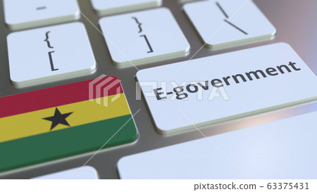 E-government or Electronic Government text and flag of Ghana on the keyboard. Modern public services related conceptual 3D rendering E-government or Electronic Government text and flag of Ghana on the keyboard. Modern public services related conceptual 3D rendering 63375431