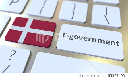 E-government or Electronic Government text and flag of Denmark on the keyboard. Modern public services related conceptual 3D rendering E-government or Electronic Government text and flag of Denmark on the keyboard. Modern public services related conceptual 3D rendering 63375493