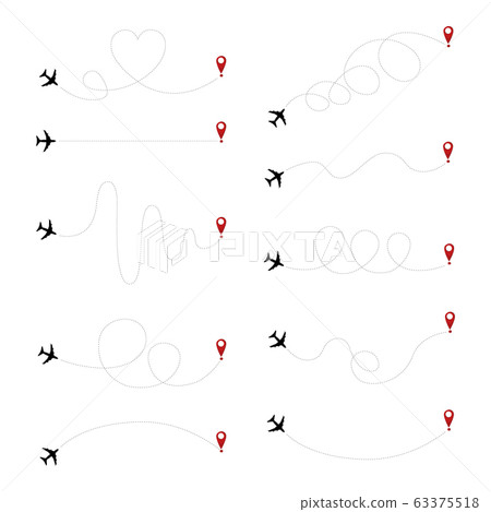 Airplane path set. Vector Airplane path set. Vector 63375518
