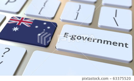 E-government or Electronic Government text and flag of Australia on the keyboard. Modern public services related conceptual 3D rendering E-government or Electronic Government text and flag of Australia on the keyboard. Modern public services related conceptual 3D rendering 63375520
