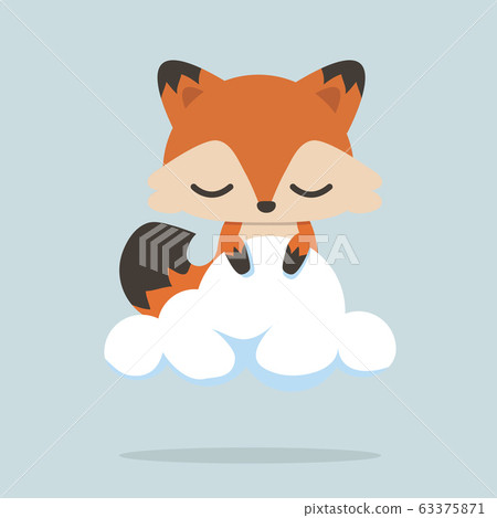 Cute mini fox on a cloud - Stock Illustration [63375871] - PIXTA