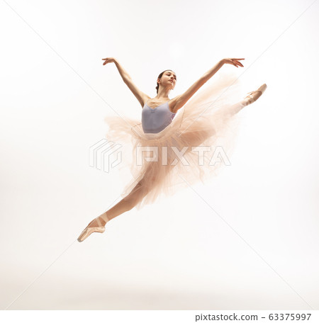 Young graceful tender ballerina on white studio background Young graceful tender ballerina on white studio background 63375997