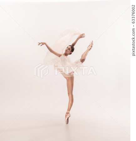 Young graceful tender ballerina on white studio background Young graceful tender ballerina on white studio background 63376002