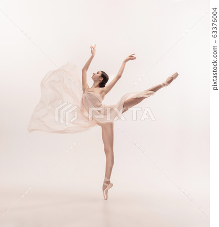 Young graceful tender ballerina on white studio background Young graceful tender ballerina on white studio background 63376004