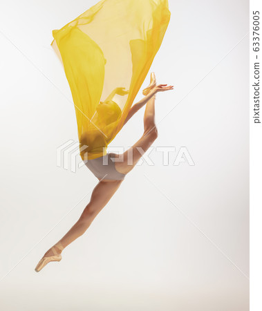 Young graceful tender ballerina on white studio background Young graceful tender ballerina on white studio background 63376005