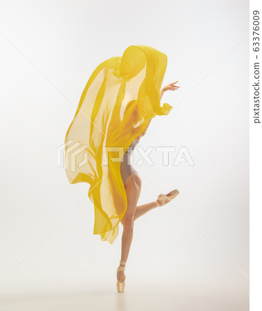 Young graceful tender ballerina on white studio background Young graceful tender ballerina on white studio background 63376009
