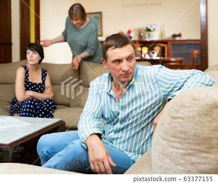 Man and her wife after quarrel 63377155