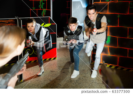 Lucky people aiming laser guns at other players Lucky people aiming laser guns at other players 63377300