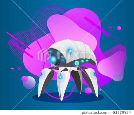 Robotic Creature for Work, Bot with Legs Vector 63379554