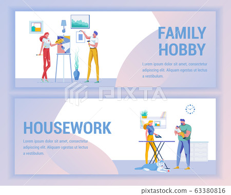Family Hobby Housework, Painting Picture, Ironing. 63380816
