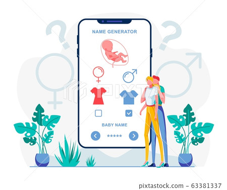 Baby Name Generator Mobile App Flat Illustration 63381337