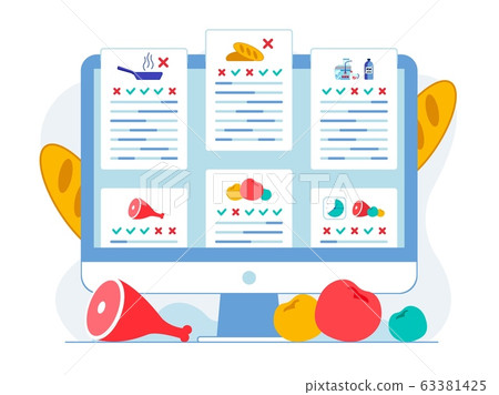 Food Products Pros and Cons Flat Illustration Food Products Pros and Cons Flat Illustration 63381425