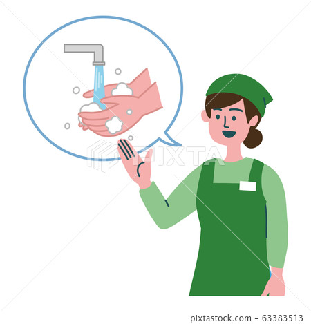 Super clerk woman hand washing Super clerk woman hand washing 63383513