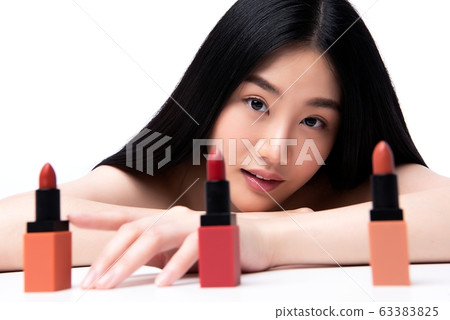 Young woman, beauty, makeup, lip, choosing, getting lost Young woman, beauty, makeup, lip, choosing, getting lost 63383825