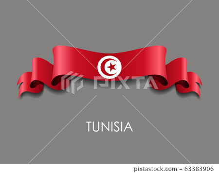 Tunisian flag wavy ribbon background. Vector illustration. Tunisian flag wavy ribbon background. Vector illustration. 63383906