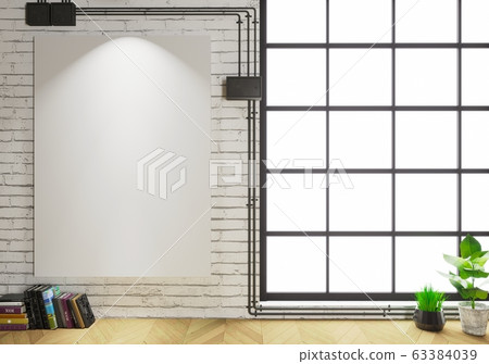 Empty painting on a loft brick wall Empty painting on a loft brick wall 63384039