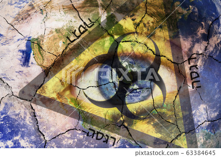 Coronavirus global Pandemic outbreak and quarantine concept. Creative composite of of woman face Coronavirus global Pandemic outbreak and quarantine concept. Creative composite of of woman face 63384645