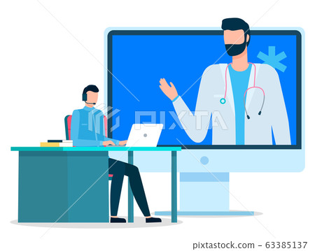 Online Consultation with Doctor in Internet Vector 63385137