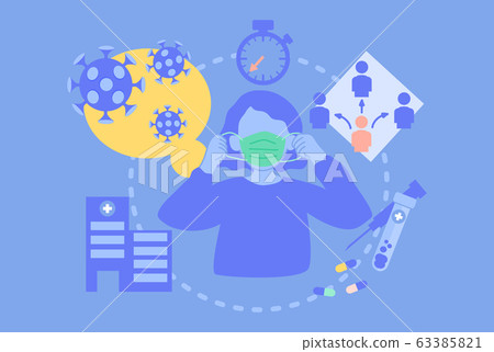 Info graphic conceptual idea of  "wearing face mask awareness", as the picture say it can slowdown the spreading of virus transmission  by wearing face mask in public, coronavirus 63385821