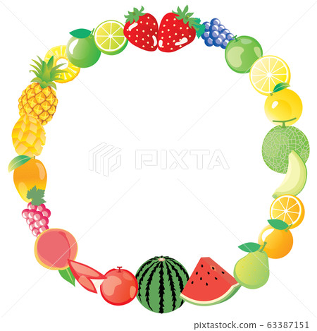 Round frame of various kinds of fruits 63387151