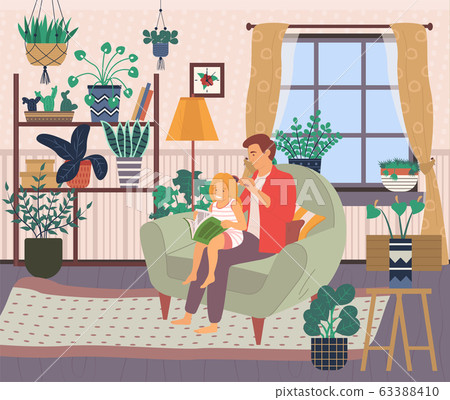 Fathers Care, Education for Small Child at Home 63388410
