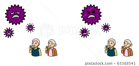 漱口以去除病毒和預防感冒等疾病的老年人 63388541