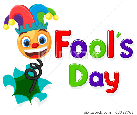 Smiley face in a jesters hat jumped out of a hole 63388765