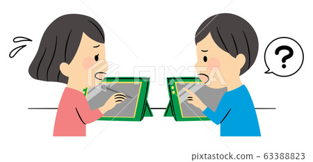Elementary school students using tablets in class 63388823