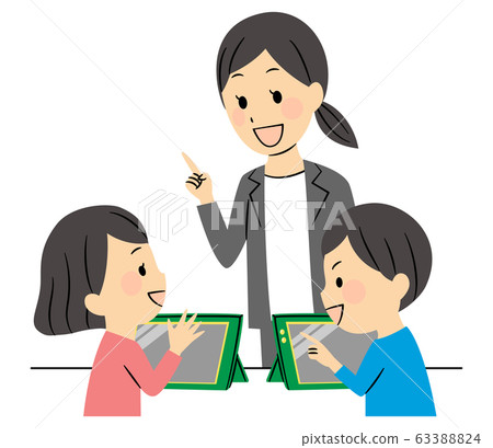 Elementary school students using tablets in class 63388824