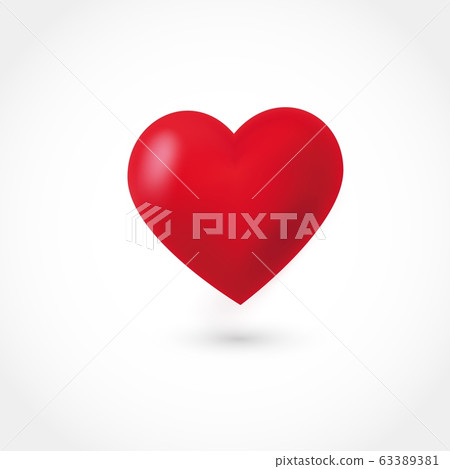 Red realistic heart. Isolated. Vector Illustration 63389381