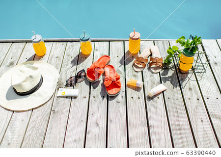 Poolside with accessories for summer vacations Poolside with accessories for summer vacations 63390440