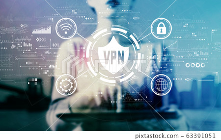 VPN concept with businesswoman using a tablet 63391051