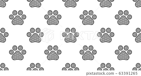 dog paw seamless pattern footprint icon cat bear polar vector french bulldog cartoon repeat wallpaper scarf isolated tile background doodle illustration design 63391265