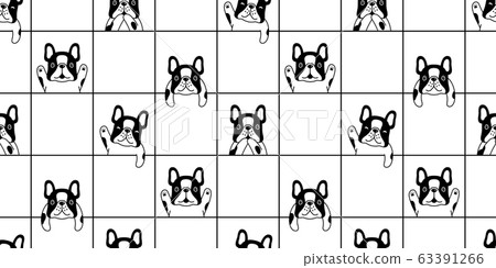 dog seamless pattern french bulldog vector paw footprint checked line pet puppy animal scarf isolated repeat wallpaper tile background cartoon doodle illustration design 63391266