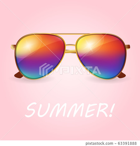 vector summer illustration of realistic colored sunglasses 63391888