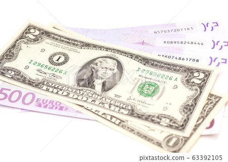 dollar and euro money isolated on white dollar and euro money isolated on white 63392105