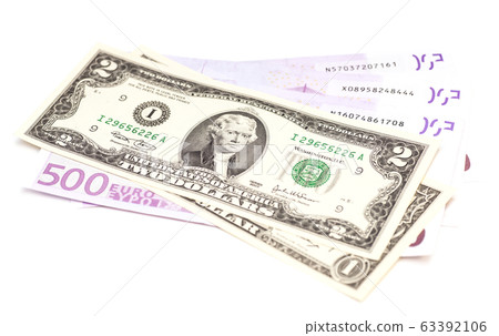 dollar and euro money isolated on white dollar and euro money isolated on white 63392106