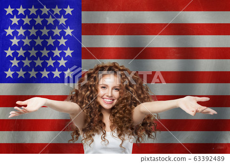 USA flag background. Travel and learn english USA flag background. Travel and learn english 63392489