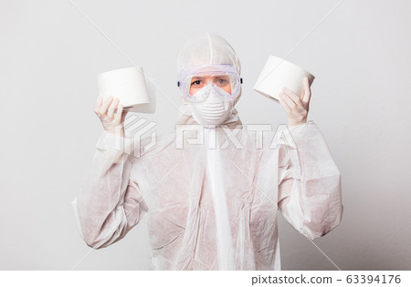 young doctor in protection suit and glasses with young doctor in protection suit and glasses with 63394176