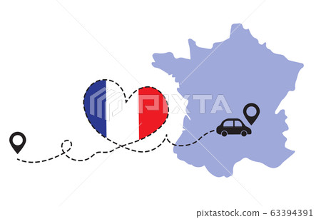 Travel to France by car concept Travel to France by car concept 63394391